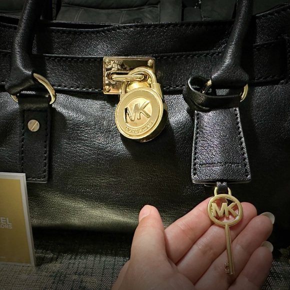 Michael Kors Black and Gold Satchel with Structured Design - Picture 13 of 17